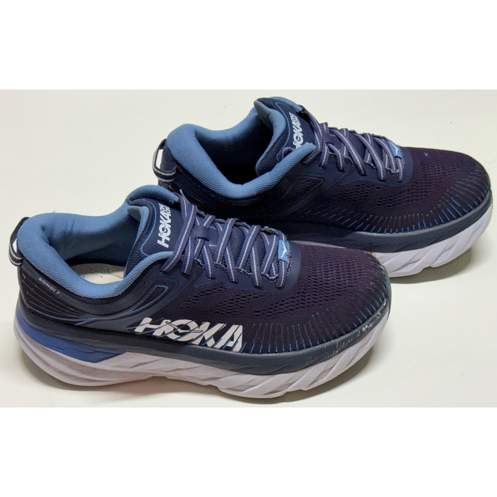 Hoka One One Bondi 7 Wide Mens Running Shoes Blue 1110530 OBPB Size 8 Wide